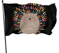 Hérisson d'extérieur Give Me A Hug Garden Flag, Yard Flag 3 x 5 ft Décorations pour la maison en plein air