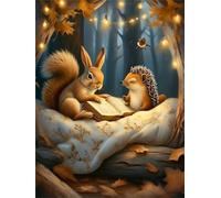 Hérisson écureuil Diamond painting Diamond Painting Enfant, DIY 5D Diamond Painting Kit Complet, Ronde Diamond, diamant painting, Strass Point De Croix Pour Murale Le Salon DéCoration 25x30cm A-405