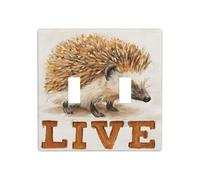 Hérisson en marron beige Live Double Gang Plaque murale Décoration pour interrupteur Taille standard - 11,4 x 11,4 cm