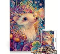Hérisson fantaisiste dans Un Paysage onirique Puzzle de 1000 pièces pour Adultes Défi Mental Activité sereine Assemblage sans Couture Cadeau de Noël (50x75cm)