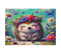 Hérisson Fleurs Papillon Puzzle, 1000 Pcs Jeu D'intérieur Adulte | 52x38cm Carton, Passe-temps Intellectuel, Finition Lisse, Amateurs D'art, Interaction Familiale