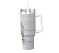 Hérisson imprimé,Gobelet isotherme Ice Bully de 40 oz avec poignée, couvercle et paille, en acier inoxydable, pour voiture ou café.