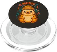Hérisson Mignon dans Un Bonnet et des écouteurs, Amateur de Musique Confortable PopSockets PopGrip pour MagSafe