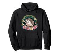 Hérisson mignon entouré de fleurs de jardin faune Sweat à Capuche