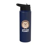 Hérisson mignon pour la conservation de la nature, sauvez la planète pour hommes, femmes, enfants Stainless Steel Insulated Water Bottle