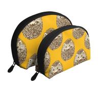 Hérisson Mignon, Trousse de Maquillage Coquille Femme Petit Porte-Monnaie Trousse de Toilette Trousse à cosmétiques 2 pièces