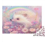 hérisson Puzzles 1000 Pièces Cadeau Unique Arc-en-Ciel Fleurs Jeu Éducatif Challenge Toy À De Qualité Supérieure Peinture Art pour Adultes Et Enfants À Partir De 14 Ans 1000pcs (75x50cm)