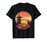 Hérisson Ramen Mont Fuji Pagode Tour Hérisson Nouilles Art T-Shirt