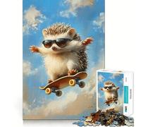 Hérisson Skateur avec Lunettes de Soleil Puzzle 1000 pièces pour Adultes Jeu de logique et de complicité Cadeau Premium Edge 50x75cm