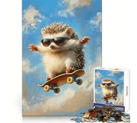 Hérisson Skateur avec Lunettes de Soleil Puzzle 1000 pièces pour Adultes Jeu de logique et de complicité Cadeau Premium Edge 50x75cm