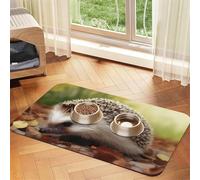 Hérisson Tapis de nourriture pour chien - 40,6 x 61 cm - Antidérapant et super absorbant - Passe au lave-vaisselle - Pour nourriture et eau - Joli tapis d'alimentation en caoutchouc à séchage rapide