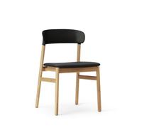 Herit Chaise de Table à Manger en Cuir Recouvert de chêne/Noir