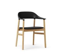 Herit Chaise de Table à Manger M. Accoudoir Rembourré en Cuir Chêne/Noir