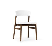 Herit Chaise de Table à Manger Rembourrée en Cuir Chêne fumé/Blanc