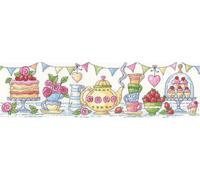 Heritage Aida 'Afternoon Tea' set de broderie au point de croix, KCAT1395-A, 37.5x10cm