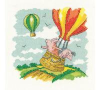 Heritage Aida set de broderie au point de croix 'Pigs Might Fly (A)', KCPF1704-A, 17x17cm