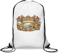Heritage and Symbols of Denmark Sac de gym décontracté avec cordon de serrage Blanc