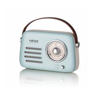 Haeger Radio portable Heritage RB-BLU.002A – Bluetooth FM 5 W, autonomie 12 h, turquoise
