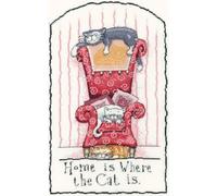 Heritage CRHC954-A Kit de broderie au point de croix avec inscription « Zuhause ist wo die Katze ist (A) » 16,5 x 27 cm