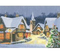 Heritage Cross Stitch Set Aida "Christmas Village (a)", modèle de point de croix, jcxv1244-a, 31x22cm