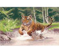 Heritage Cross Stitch Set Aida "Tiger (a)", modèle de point de croix, pgti1009-a, 32x22cm