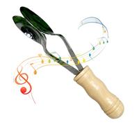 Heritage Cuillères musicales - Instrument de percussion manuel traditionnel en acier inoxydable avec manche en bois - Instrument de corde pour rythme folklorique - Accessoire musical artisanal