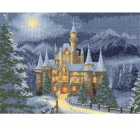 Heritage Kit de broderie au point de croix Aida "Château de contes de Noël (A)", Dessin à compter, JCFC1823-A, 31x22cm