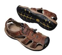 heritage lyonnais OrthoBreeze - Sandales d'été à confort orthopédique homme Sandales de marche homme en cuir, bout fermé, nu - pied, pour plage, randonnée et extérieur été.