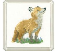 Heritage Point de Croix Set Aida "Fuchsjunges (A)", modèle à compter, CFFC1173-A, Coaster size 7,5x7,5cm