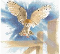 Heritage Point de Croix Set Aida "Hibou en vol (A)", modèle à compter, FFOF483-A, 34x34cm