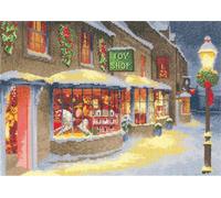 Heritage Point de Croix Set Aida "Magasin de jouets de Noël (A)", modèle à compter, JCTS1268-A, 31x22cm