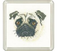 Heritage Point de Croix Set Aida "Mops (A)", modèle à compter, CFPU1391-A, Coaster size 7,5x7,5cm