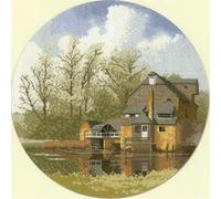 Heritage Point de Croix Set Aida "Moulin à eau (A)", modèle à compter, JCWM369-A, diam 25,5 cm