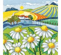 Heritage Point de Croix Set Aida "Paysage de marguerites", modèle à compter, kcdl1474-a, 20,5x20,5cm