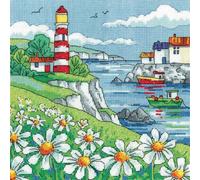 Heritage Point de Croix Set Aida "Rivage de Pâquerettes", modèle à compter, BSDS1520-A, 20,5x20,5cm