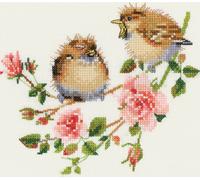 Heritage Point de Croix Set Aida "Rose-Küken-Chat (A)", modèle à compter, VPRO778-A, 15x13,5cm