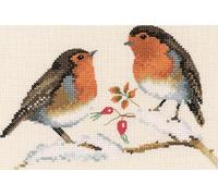 Heritage Point de Croix Set Aida "Rouge-gorge d'hiver (a)", modèle à compter, vpwr697-a, 17,5x12cm