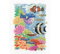 Heritage Point de Croix Set Aida "Tropical Fish", modèle à compter, KCTS1629-A, 15x20,5cm