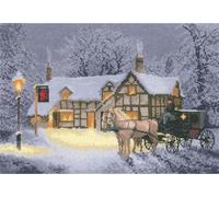 Heritage Point de Croix Set Tissu à compter "Auberge de Noël (l)", modèle à compter, jcci1366-e, 31x22cm