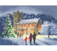 Heritage Point de Croix Set Tissu à compter "Eglise de Noël (l)", modèle à compter, jcch1144-e, 31x22cm