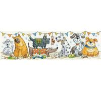 Heritage point de croix set tissu à compter "Hunde show", modèle à compter, kcds1540-e, 37,5x10,5cm