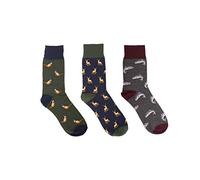 Heritage Traditions 3 Pack Chaussettes Animal Print Design (Vert, Gris, Marine), Chaussettes de style country pour hommes et femmes, Chaussettes taille Royaume-Uni 7-11, Chaussettes à imprimé animal