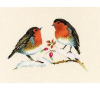 Heritage VPWR697-A Kit de broderie au point de croix Motif rouge-gorge d'hiver 17,5 x 12 cm