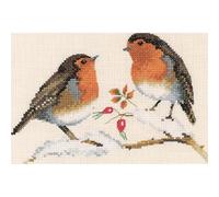 Heritage VPWR697E Kit point de croix compté Motif rouge-gorge d'hiver Taille L 17,5 x 12 cm