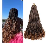 Herkeymidy french curly braiding hair 24 inch Loose Wavy 8 Pack Bouncy Braiding Hair extensions 75g/Pack French Curly Synthetic Hair Extensions (T1B/30)