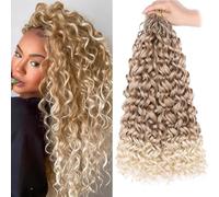 Herkeymidy GoGo Curl Crochet Hair 14Inch 8 Packs Pre looped Ocean Wave Hair Deep Twist Crochet Synthetic for Women (27/613, 18INCH)