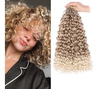 Herkeymidy GoGo Curl Crochet Hair 14Inch 8 Packs Pre looped Ocean Wave Hair Deep Twist Crochet Synthetic for Women (27/613, 14INCH)