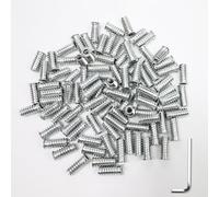 HERKINDNESS 100 Pièces Insert M6, M6 X 25 mm Insert Fileté en Bois, Acier Au Carbone Inserts Hexagonaux pour Meubles, avec Clé, pour Meubles en Bois