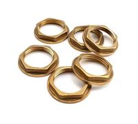 HERKINDNESS 6 Pièces Écrous en Laiton 3/4" avec Bride, Contre-Écrous pour Raccords de Tuyauterie, Écrou Hexagonal Laiton à Plateau, Durable et Résistant à la Corrosion