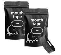 HERKINDNESS 60 Pièces Mouth Tape, Sleep Mouth Tape Auto-Adhésif, Scotch Bouche Sommeil Tissu Extensible, Bande Buccale Beauty Sleep Noir, Conçu pour Atténuer Ronflement Réduire Respiration Buccale